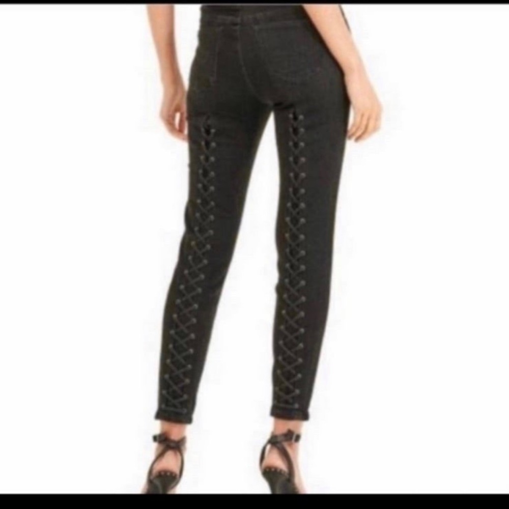 Blue Revival black tie up back leg skinny jeans